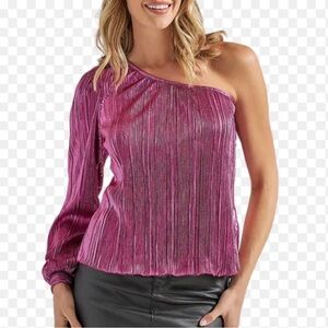 Wrangler Retro Women’s Fuchsia One-Shoulder Blouse XL